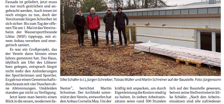 Erweiterung des Vereinsheims größtenteils fertiggestellt Erweiterung des Vereinsheims größtenteils fertiggestellt