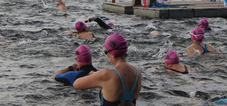 Erfolgreiche Premiere des SunSet-Schwimmens am Liblarer See. Hochzeitstag im Wasser. Erfolgreiche Premiere des SunSet-Schwimmens am Liblarer See. Hochzeitstag im Wasser.